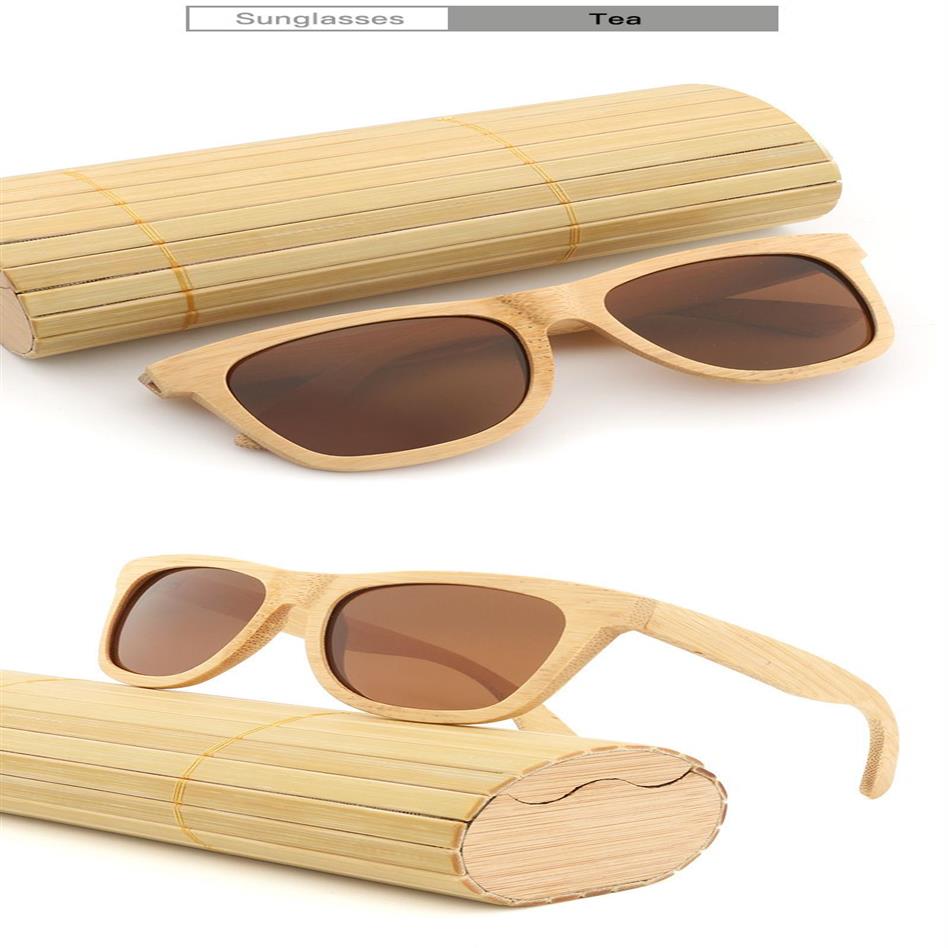 Óculos de sol vintage de madeira e bambu, óculos polarizados feitos à mão com estojo uv400, óculos retrô com design eyewear2064