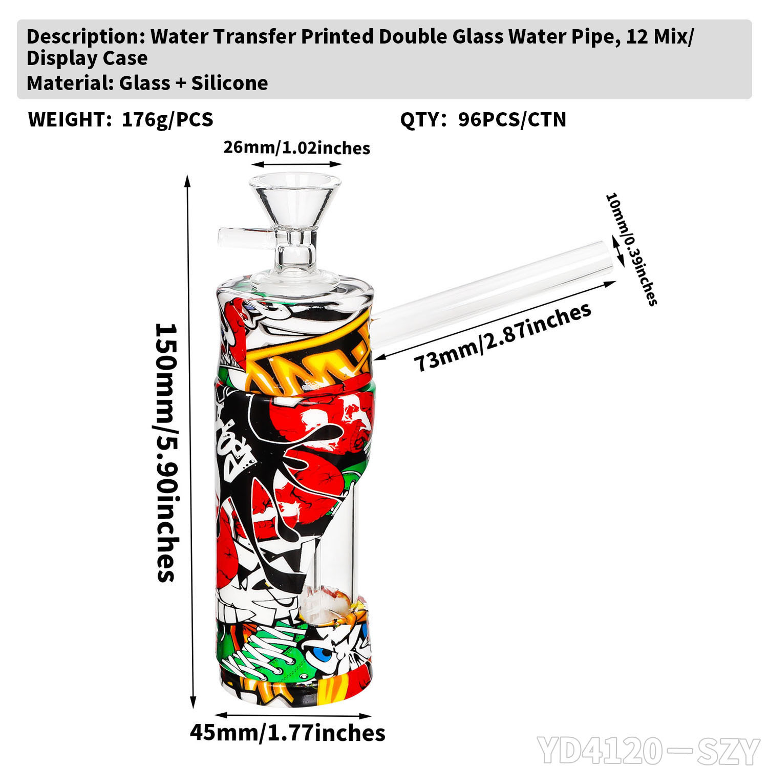 Drucken von Wasserpfeifen Silikonbong Perkolatoren Inline Perc Abnehmbarer Bubbler Wasserpfeifenbong mit Schüssel Dab Rig Glaspfeifen Raucherzubehör