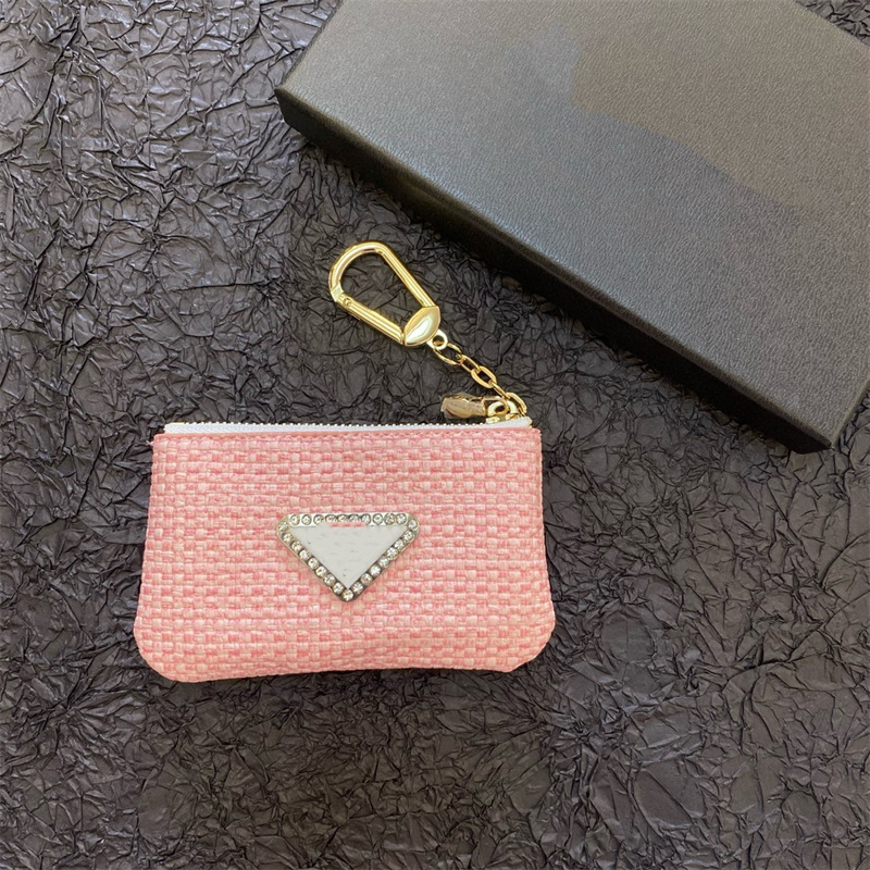 Unisex kvinnor män designer handväska triangel nyckelring mynt påse mode färgad vävd handväska nyckelringar påse mini plånböcker mynt kreditkort hållare nyckelringar lanyards nya