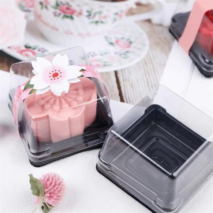 Plastic Moon Cake Box Packing Egg-Yolk Puff Container Transparent Pastry Cake Decorative Baking Accessories Packaging Box Y1229a