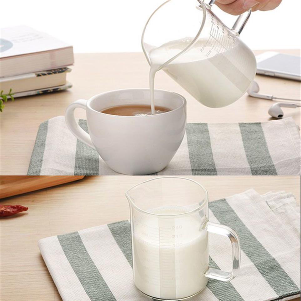 High Borosilicate Food Grade Glass Measuring Cup Pot Kettle Transparent Milk Cup Microwave Heatable Baking Kitchen Accessories 201251P