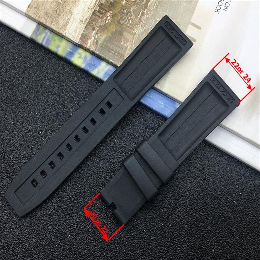 Nature Rubber Watch Strap 22mm 24mm Black Blue Red Yelllow Watchband Armband för bandlogotyp på203D