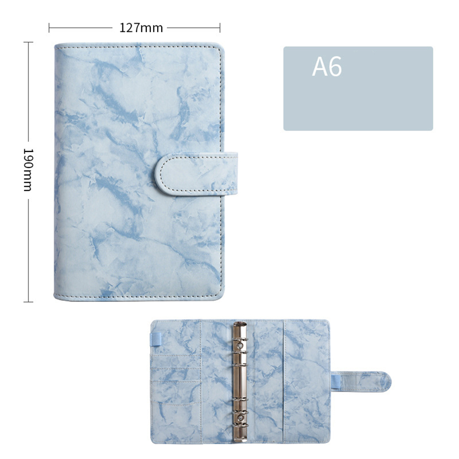 A6 Marble Notebook Binder notepad 7.5*5.1inch Loose Leaf Notebooks without Paper PU Faux Leather Cover File Folder Spiral Planners Scrapbook