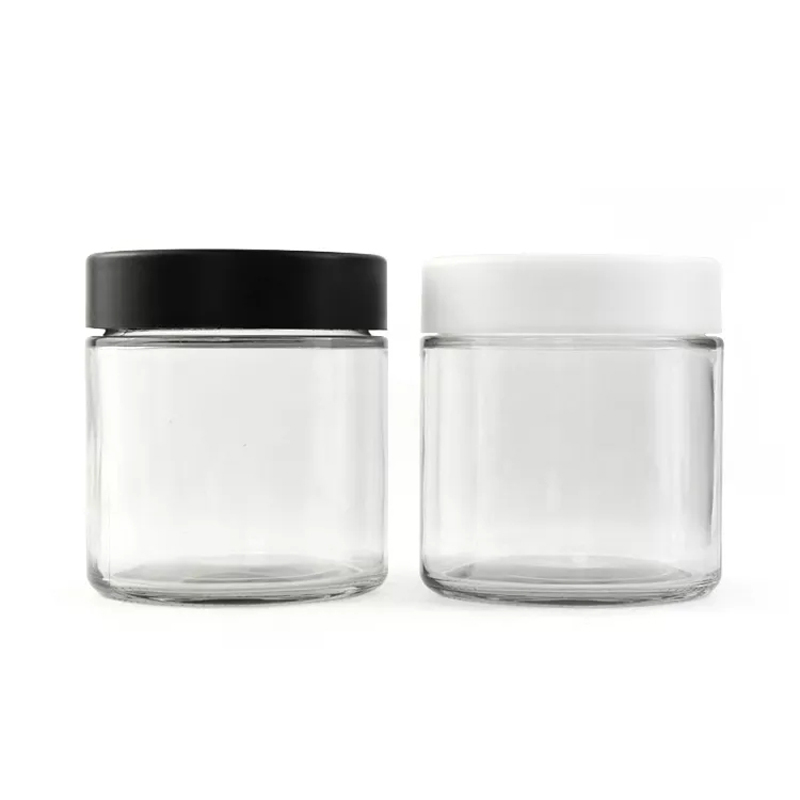 6oz Custom Round Bottle Glass Cosmetic Wax Jars Transparent Portable with CR Lid