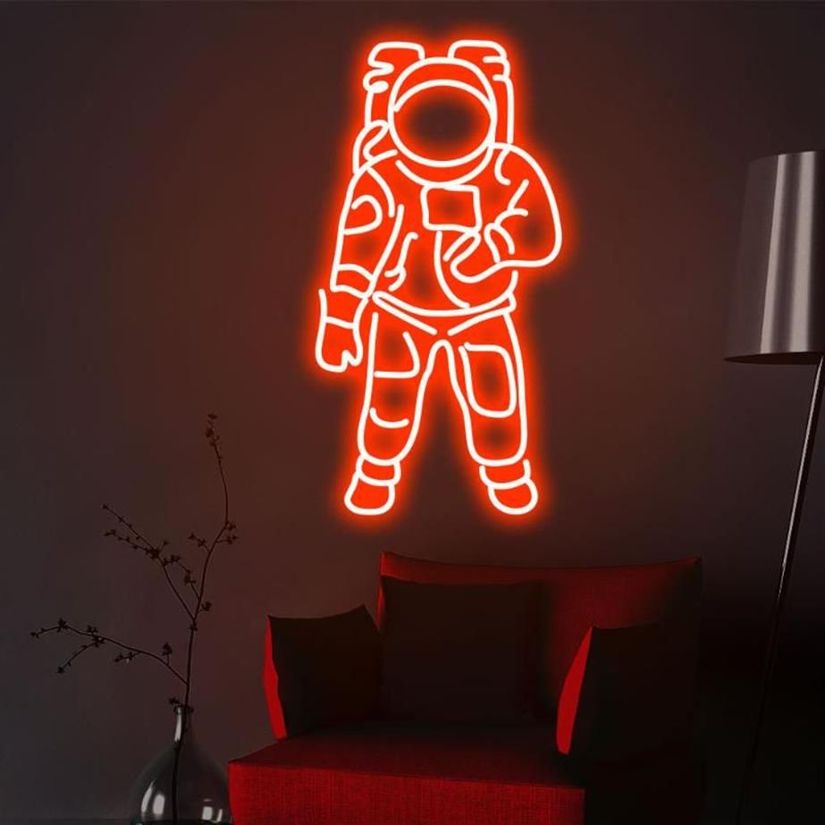 Inne impreza imprezowa dostarcza Astronauta Neon Znak Niestandardowy LED Pink Home Room Decoration Decoration Ins Shop Decor327Q