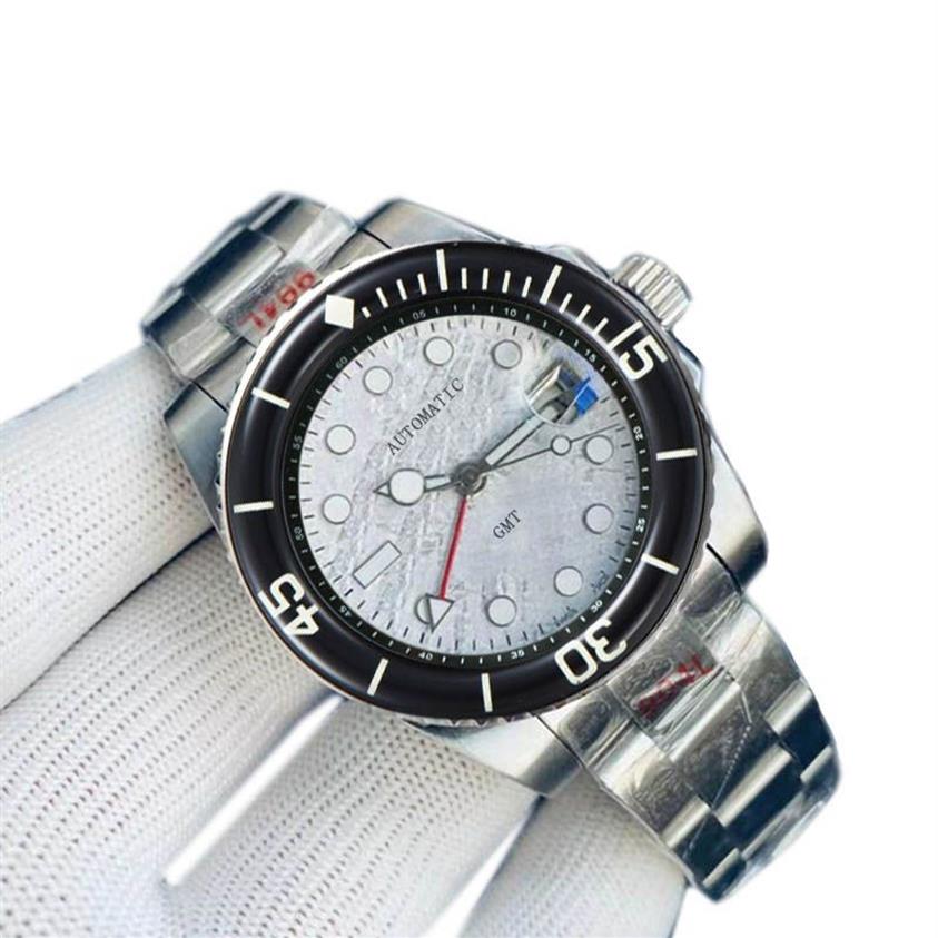 GMT Mens 시계 블랙 블루 세라믹 베젤 스테인리스 스틸 자동 기계 손목 시계 Montre De Luxe Designer Watches for Men 221I