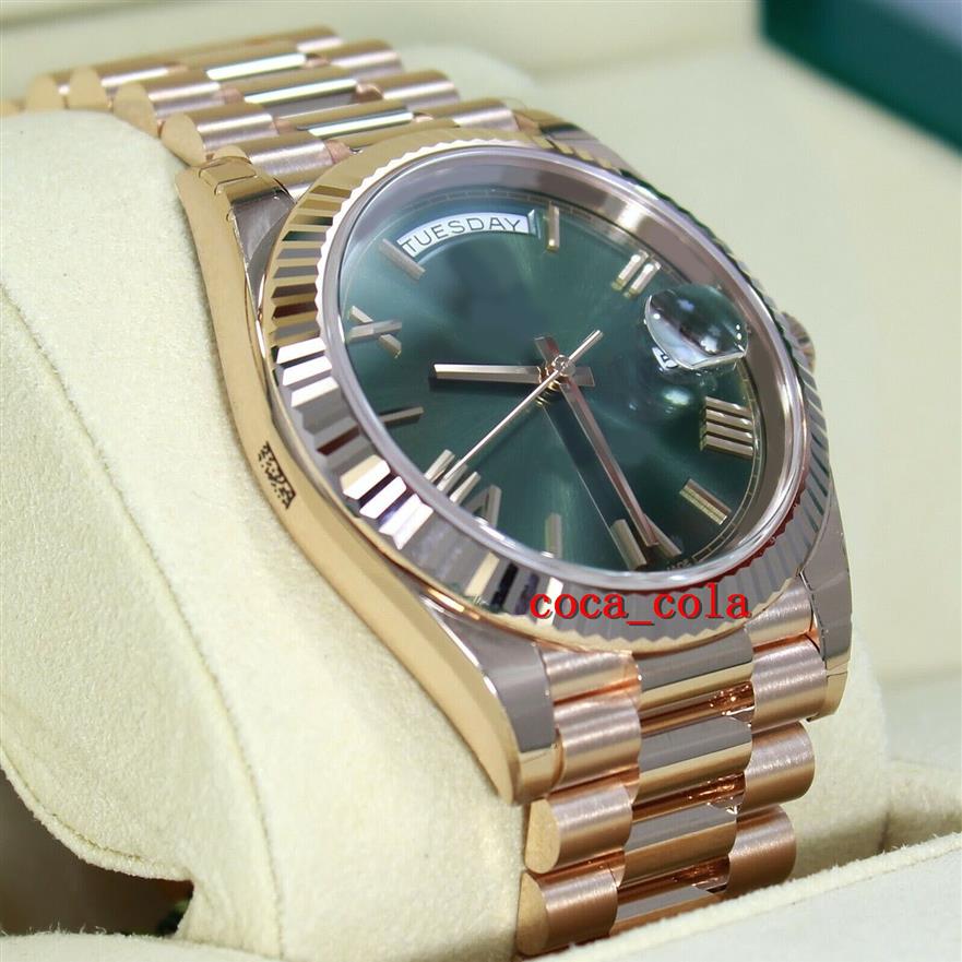 Nieuwe fabrieksversie Counter-kwaliteitshorloge 18K Rose Gold Green Olive Dial Watch Cal 3255 Beweging Automatisch ETA Duiken Zwemmen Me252a