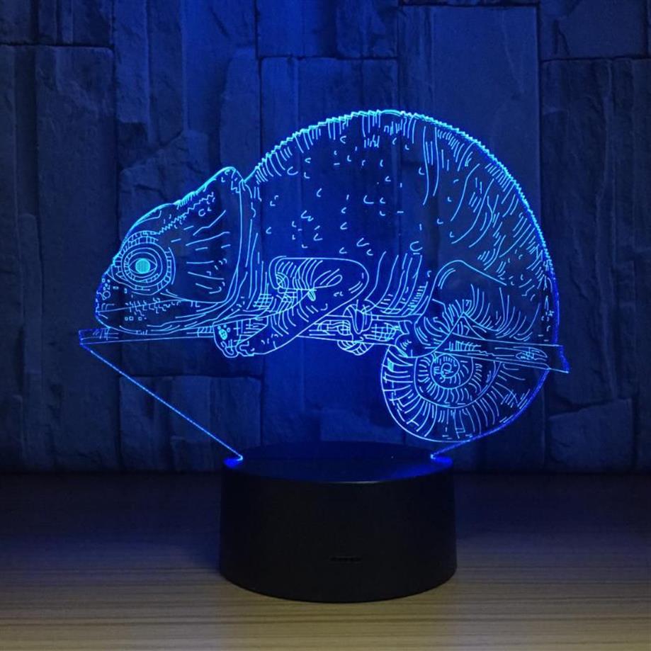 Luci notturne Camaleonte Lampada 3D Lucertola da tavolo i LED Touch remoto Luce notturna USB Lampara Bambino che dorme Decorazioni interniNight1929