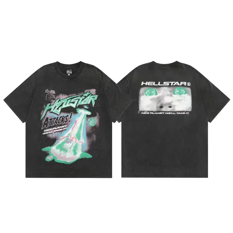 Hellstar Shirts 남자 셔츠 디자이너 T 셔츠 티 셔츠 티 여름 캐주얼 둥근 목 짧은 슬리브 패션 편지 인쇄 남성 순수한 면화 애호가 같은 짧은 슬리브