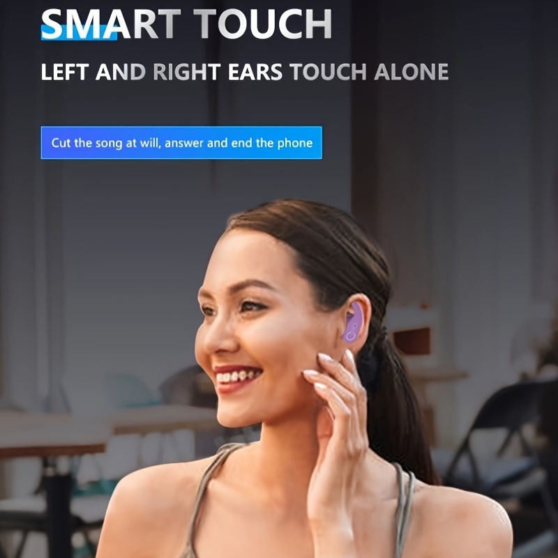 Draadloze oordopjes: oortelefoon met microfoon, comfortabel en lichtgewicht, 3D surround-stereobas, lange batterijduur, draagbare oplaadcassette