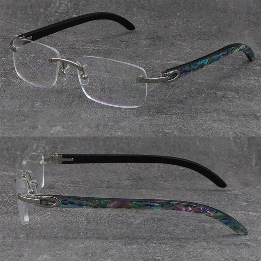 Neue mehrfarbige Abalone-Muschel im Inneren Büffelhorn Metall Randloser Rahmen Mann Frau Quadratische optische C-Dekorationsrahmen Kurzsichtige Brille192r