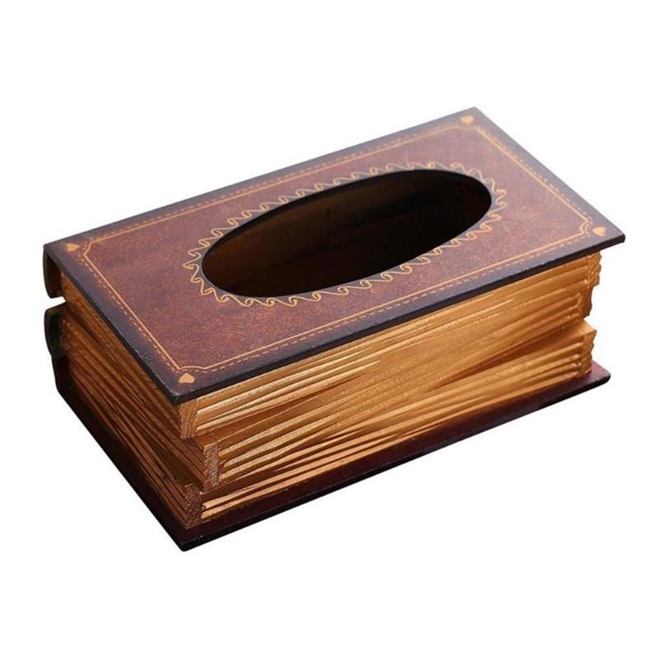 Retro Book Tissue Box Luxurious Box Europe Retangle Servikelpapper Holder Ring Tissue Storage för hemmakontordekorförsörjning162b