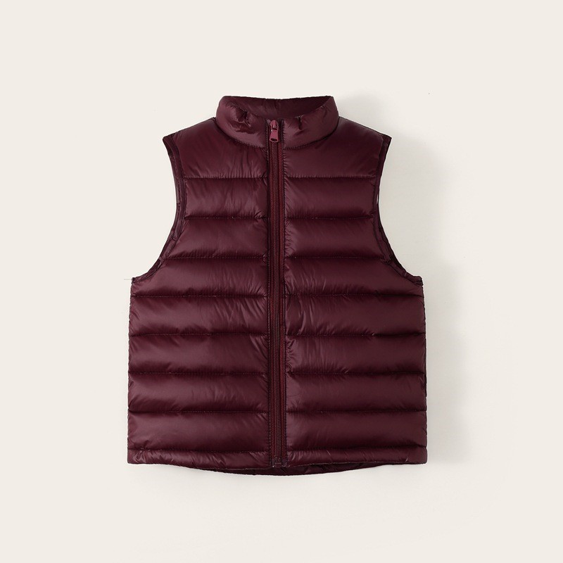 LU-1838 Jongens en meisjes kleine en middelgrote kinderkleding kinderlichtvest opstaande kraag effen kleur warm donsjack vest