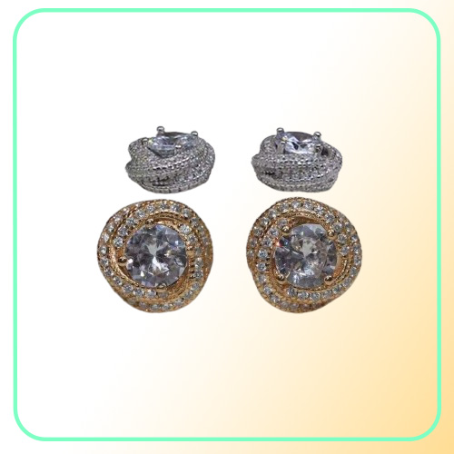 S925 silver stud earring with all diamond in platinum and rose gold plated for women wedding jewelry gift have normal box packing 1394981