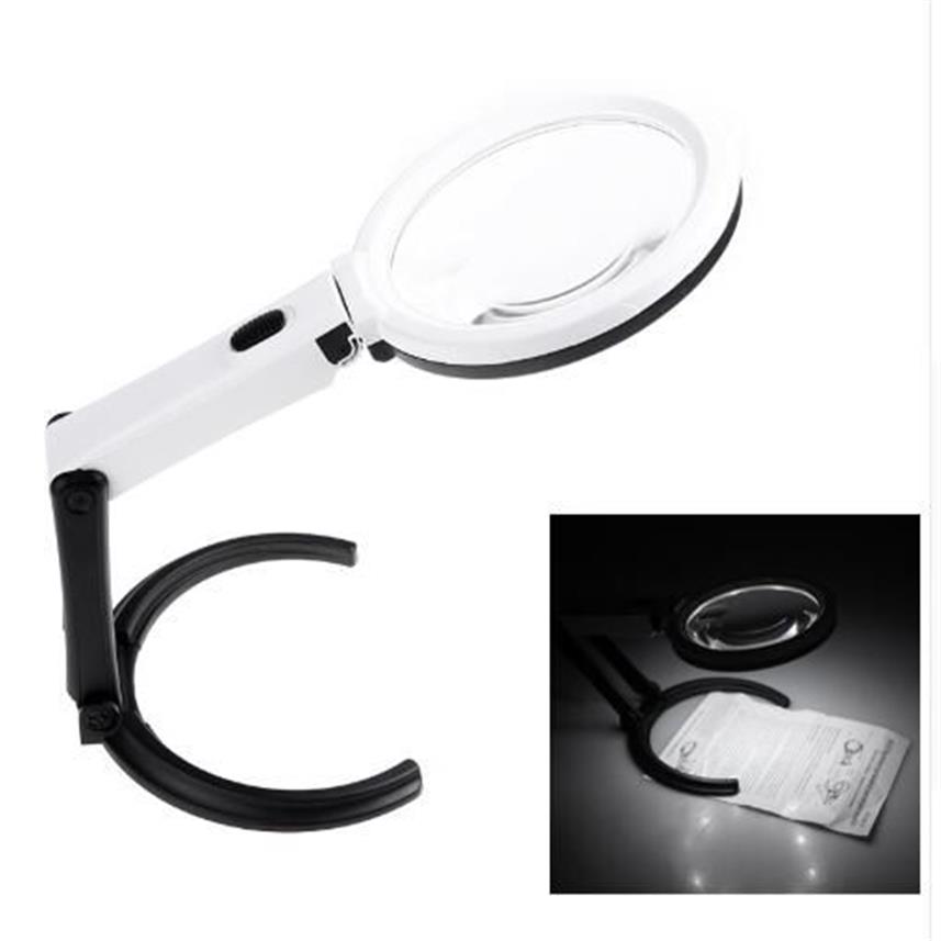 Loupe portative à 10 LED avec lentille lumineuse, lampe de table de type bureau, Loupe pliable portative 2x120mm 5x 28mm284Q