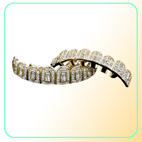 New Hip Hop Teeth dents grillz cuivre zircon cristal dents grillz grills halloween bijoux entier pour le rappeur de rap me6690679