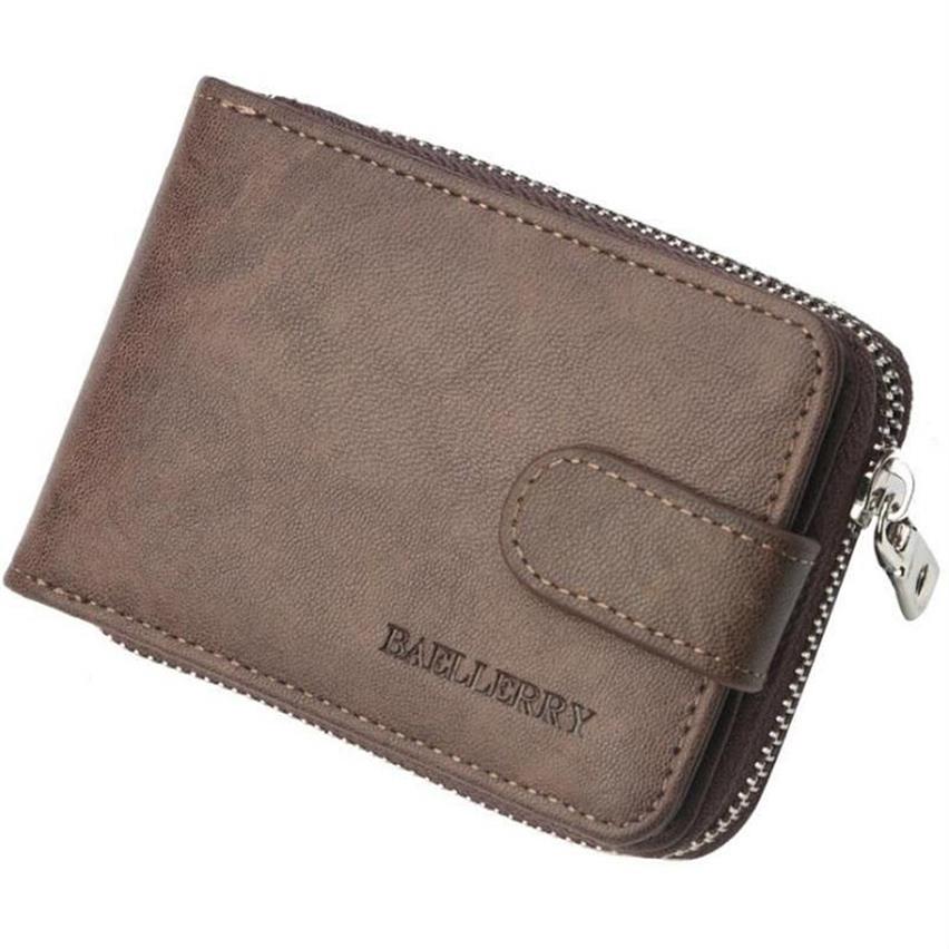 Carteiras Baellery Card Titular carteira para homens zíper curto multi slots de couro bolsa de moedas macho small dinheiro saco de dinheiro walet269x