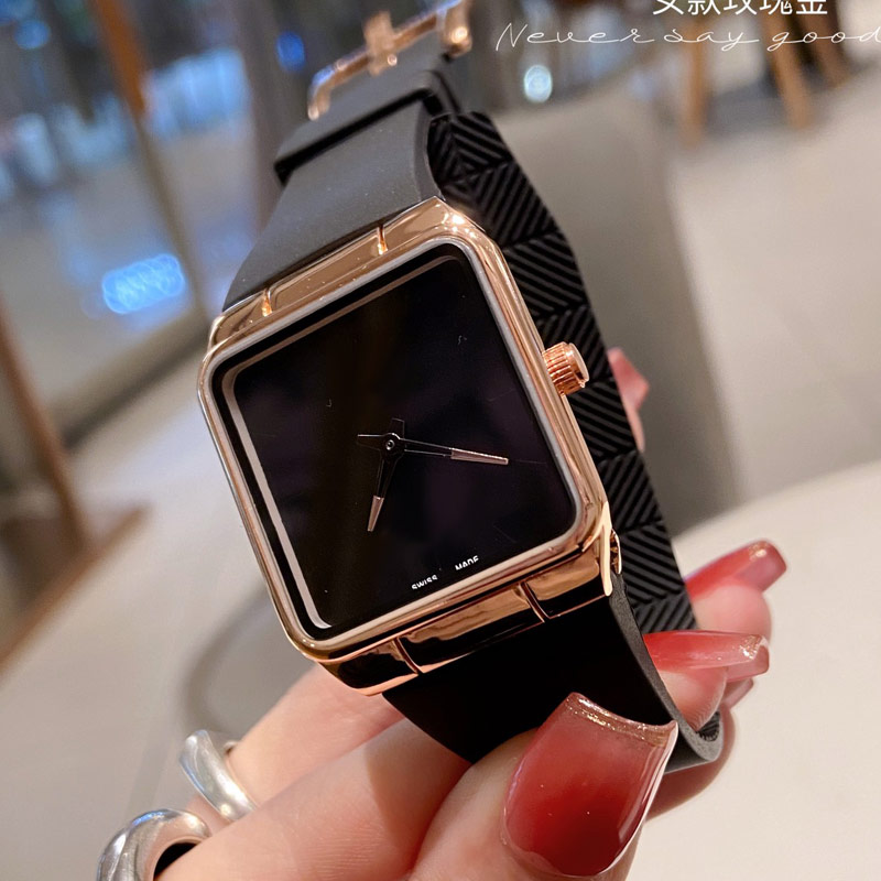 Dress luxury lady watch square dial rubber strap women designer watches high quality wristwatches for womens christmas birthday Valentine's Mother's Day Gift