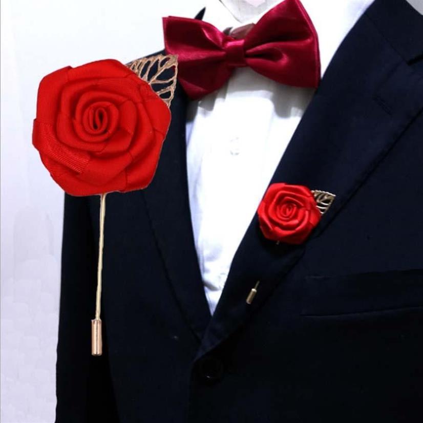 Dekorative Blumen Kränze Königsblau Mann Bräutigam Boutonniere Seide Satin Rose Blume Männer Knopfloch Hochzeit Party Prom Anzug Corsag300i