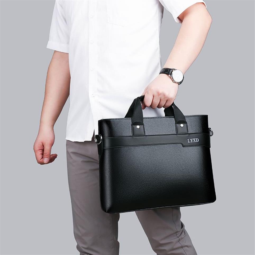 Jun teczka na ramię torebka torebka Laptop Męski folder skórzany dla dokumentów A4 Designer Tote Chain Travel Business Messenger193s