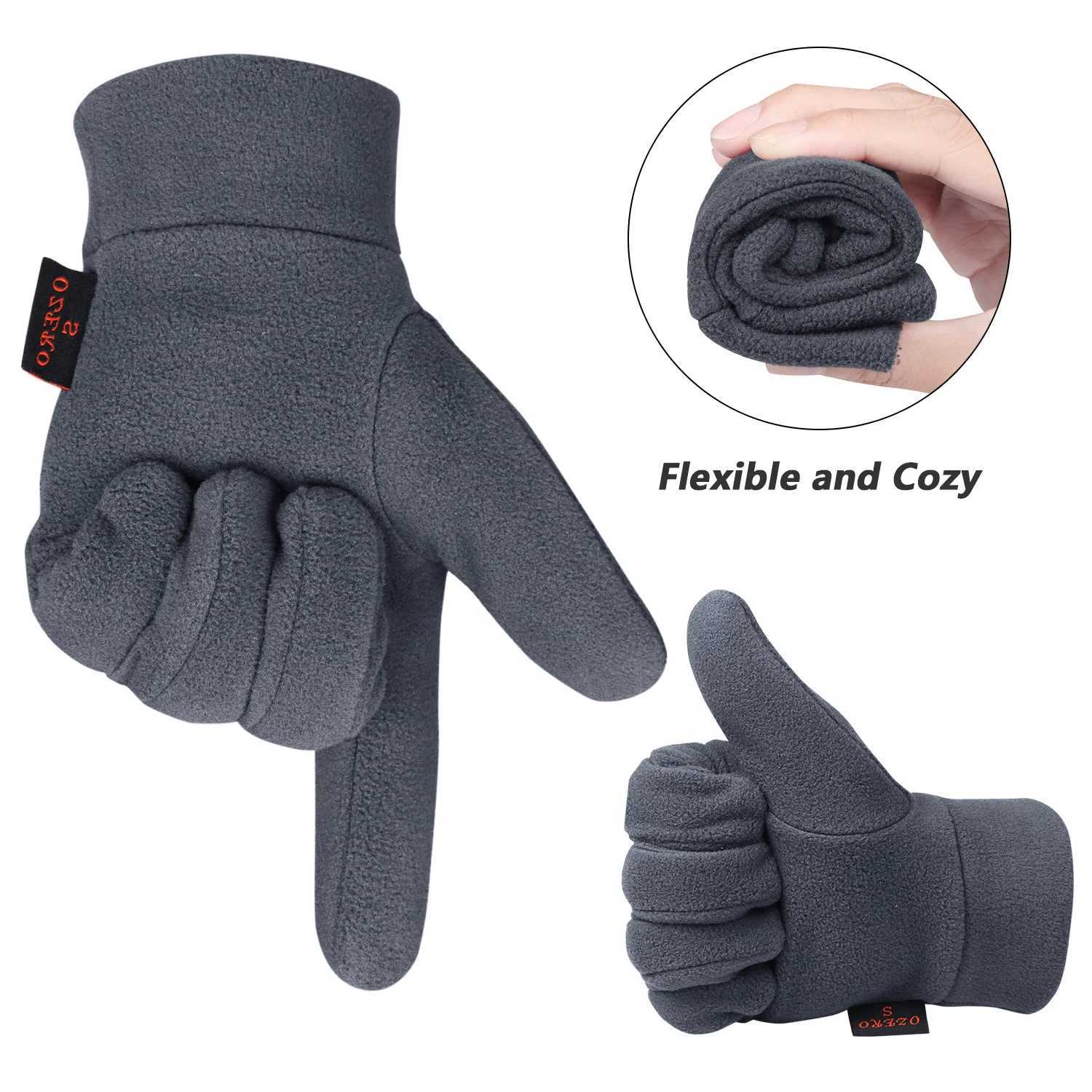 Mão pé mais quente OZERO unisex inverno lã luva dedo cheio quente esqui snowboard mitten tempo frio à prova de vento correndo touchscreen luvas de ciclismol23118