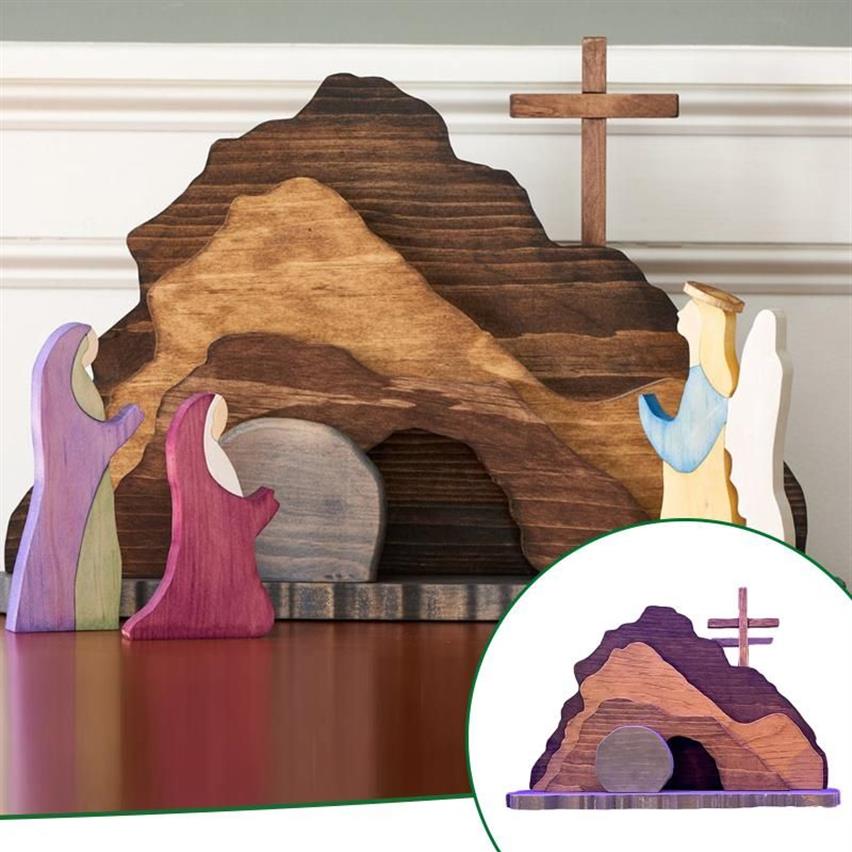 Tappetini Tappetini I più venduti Scena della resurrezione di Pasqua Cristo risorto primaverile Figurine Decor la casa Supporto intero e Drop267P
