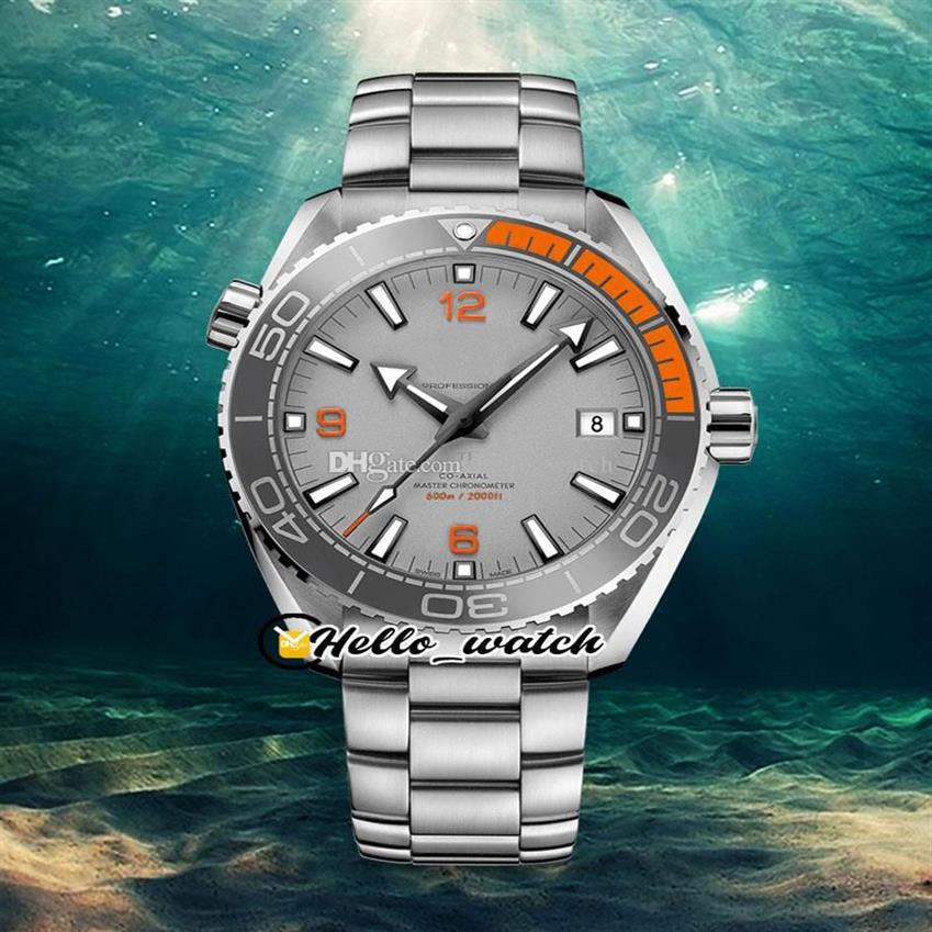 GDF Nieuw 600m 215 90 44 21 99 001 Miyota 8215 automatisch herenhorloge grijs oranje keramische bezel grijze wijzerplaat roestvrijstalen armband Hel340V