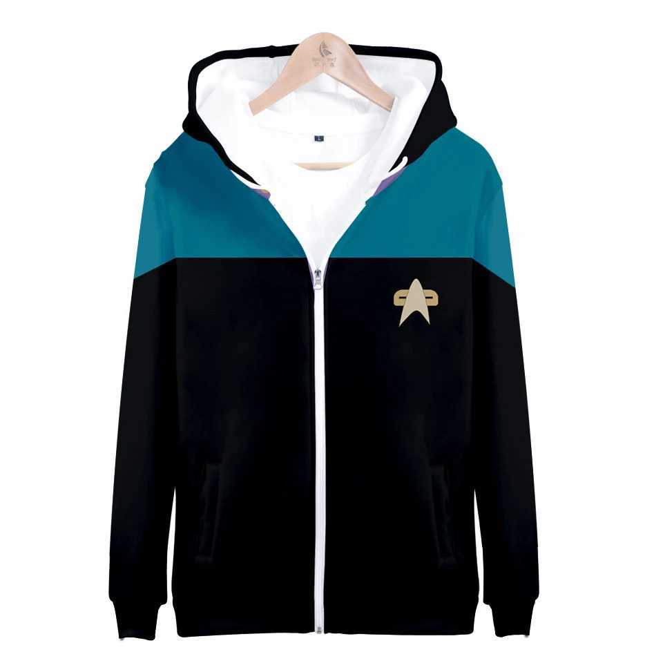 Moletons masculinos Moletons Hot Movie Star Trek Hoodies 3D Moletons Zíper Manga Longa Roupas Star Trek Cosplay Hoodie Plus Size para Homens StreetwearL231212