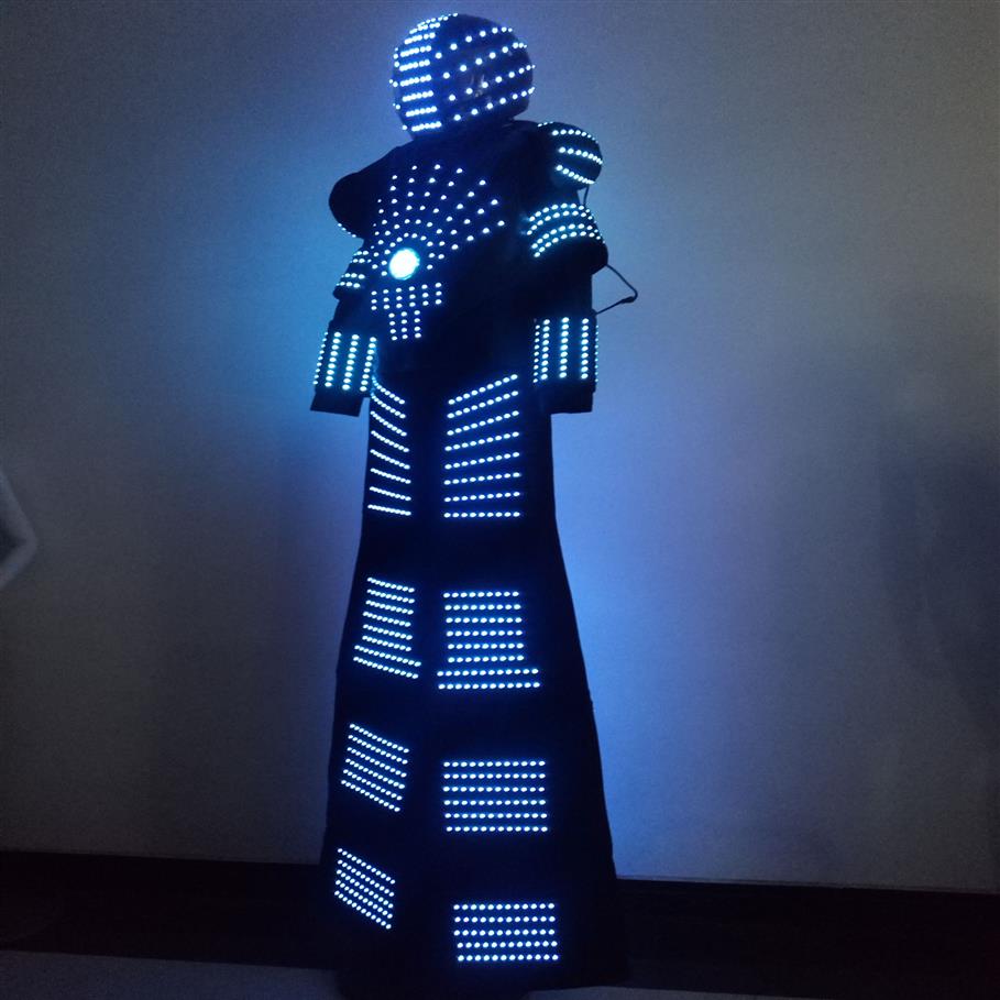 Costume robot LED lato Doule David Guetta Vestito robot LED illuminato kryoman Robot Taglia colore personalizzato255n