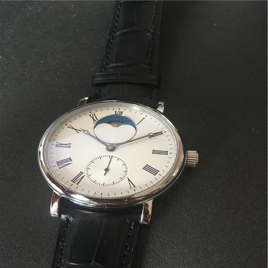 Neue Mode-Stil-Kleideruhr für Herren, Automatikuhren, schwarzes Leder, Herren-Armbanduhr 022279v