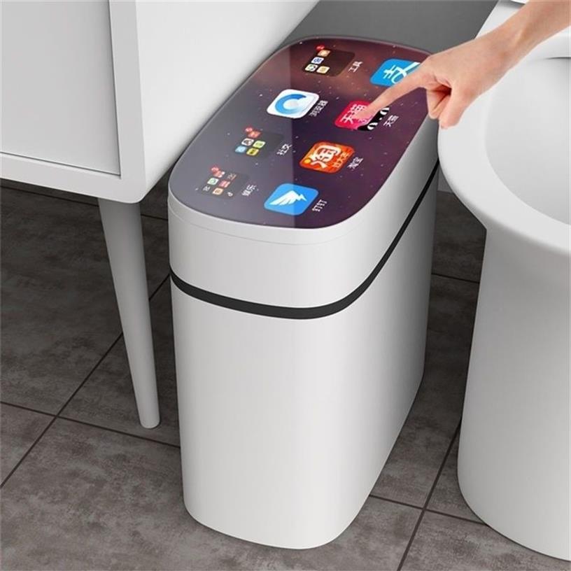 Smart Sensor Automatico Elettronico Pattumiera Dwaterproof Bagno Wc Acqua Cucitura Stretta Cestino Basurero 211229294h