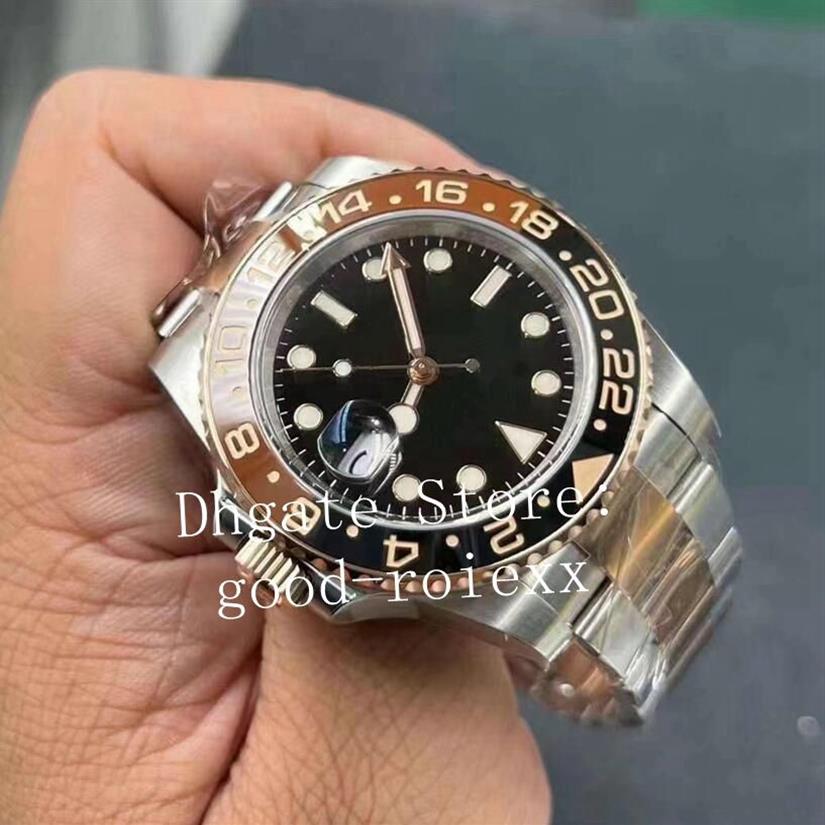 Zegarki dla mężczyzn zegarek Everose Brown Black Ceramic Rame Automatyczny Cal 3186 Rose Gold 3285 Clean 904L stalowa bransoletka ETA220V