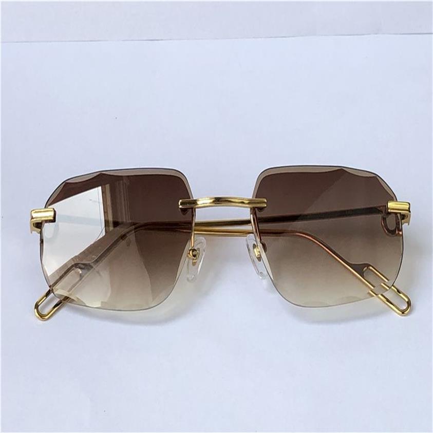Sonnenbrille Frauen Vintage Piccadilly unregelmäßige Brillen 0115 Randless Diamant Cut Objektiv Retro Fashion Avantgarde Design UV400 Light C283H
