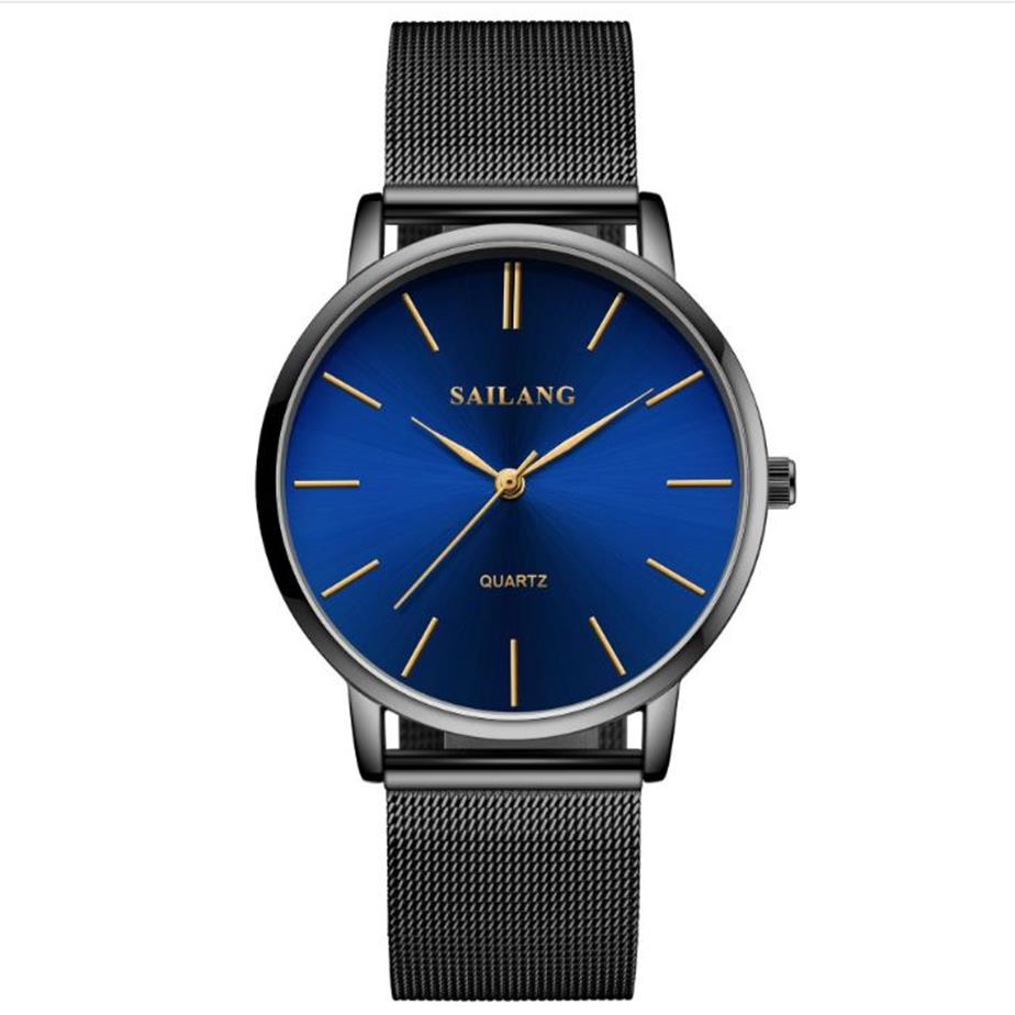 Negócios casual cwp quartzo relógio masculino na moda estrela estrelado malha brilhante pulseira de aço inoxidável clássico dial relógios de pulso chrismas g244f