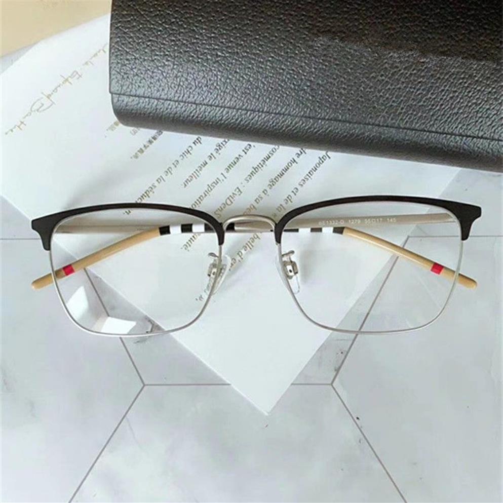 高品質のスターBE1332-DデザイナーEeybrow Big-Rim Men Glasses 56-17-145処方メガネのコントラスト型格子型セミリムFulls2231