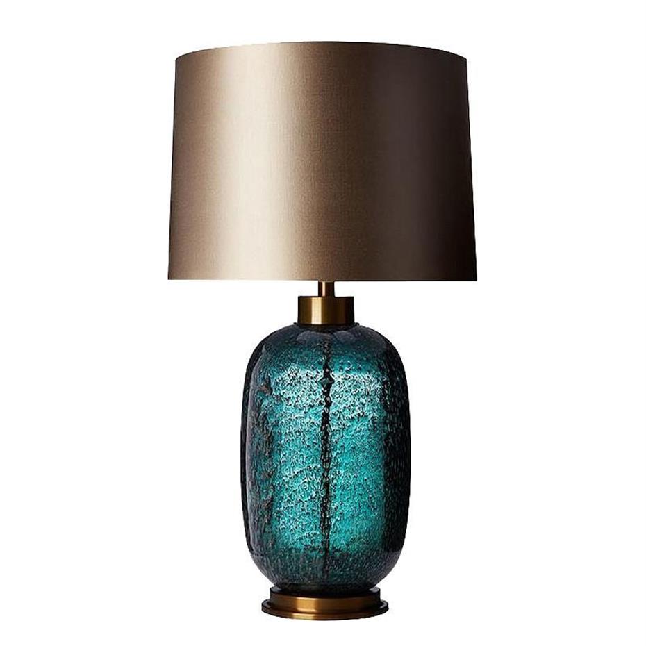 Lampy stołowe Nowoczesne lampy LED sypialnia salon Nordic Decoration Model Bedside Blue Glass Metal273z