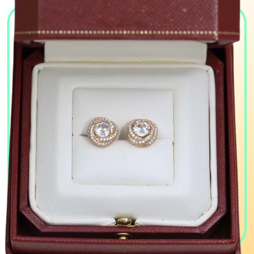 S925 silver stud earring with all diamond in platinum and rose gold plated for women wedding jewelry gift have normal box packing 5317886