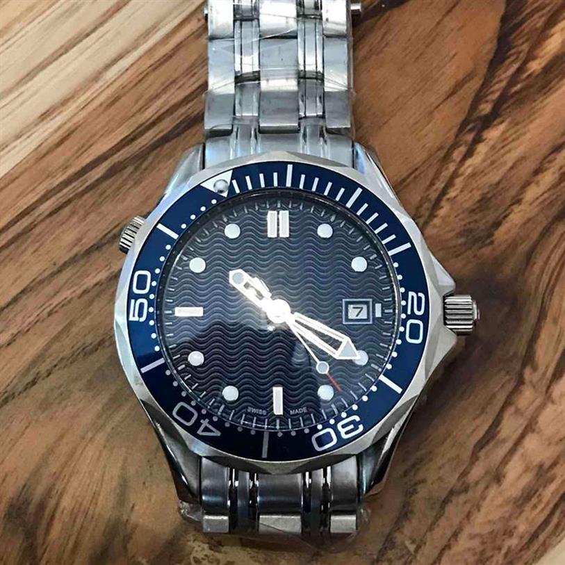 Nouveau 41mm hommes professionnel 300m bleu noir cadran saphir montre automatique hommes montres de haute qualité montre-bracelet 284N