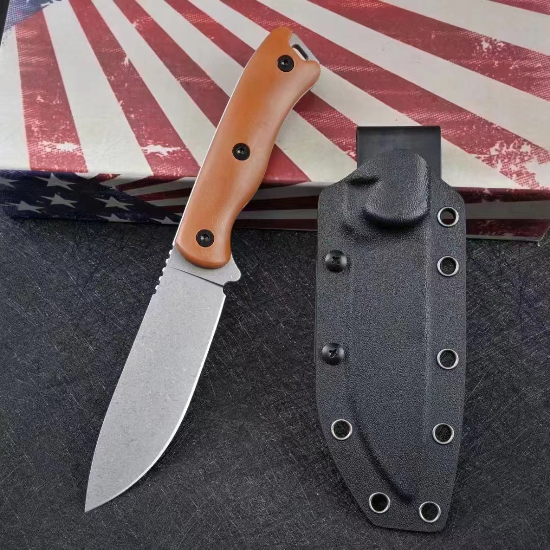 Hochwertiges BK16 Survival Straight Messer DC53 Stone Wash Drop Point Klinge Full Tang G10 Griff Outdoor Camping Wandern Feststehende Messer mit Kydex