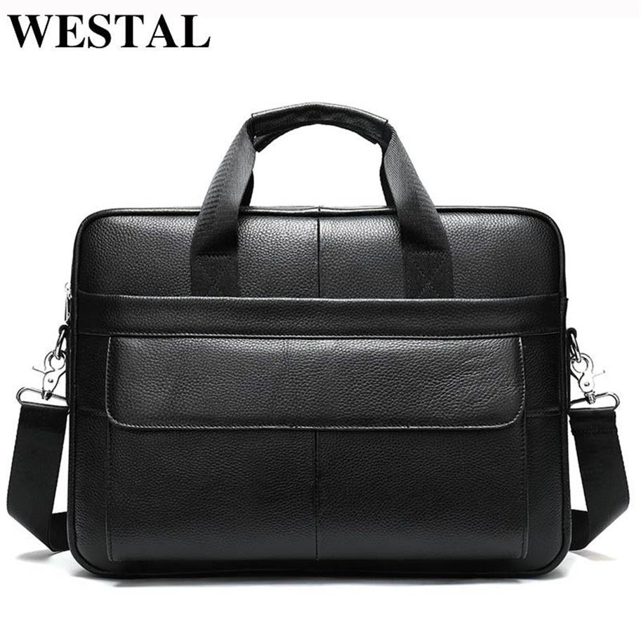 Westal Men's Briefcases Bagメンズの本物の革のオフィスバッグ