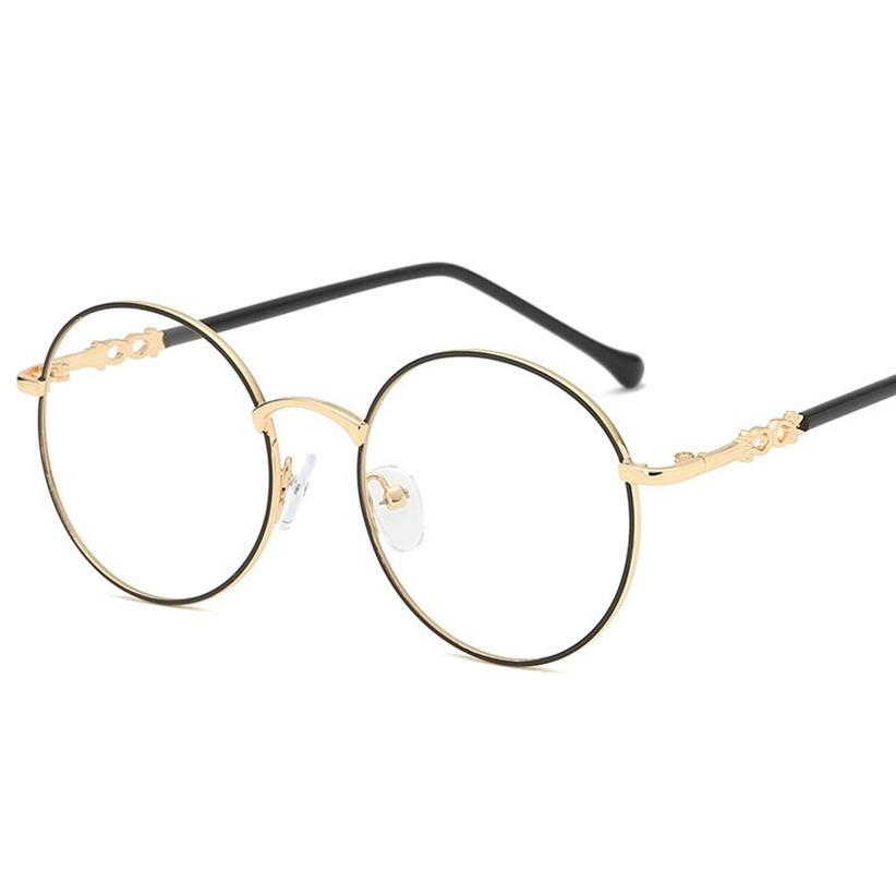 Neue Frau Brille Optische Rahmen Metall Runde Brille Rahmen Klare linse Eyeware Schwarz Silber Gold Auge Glas FML284d