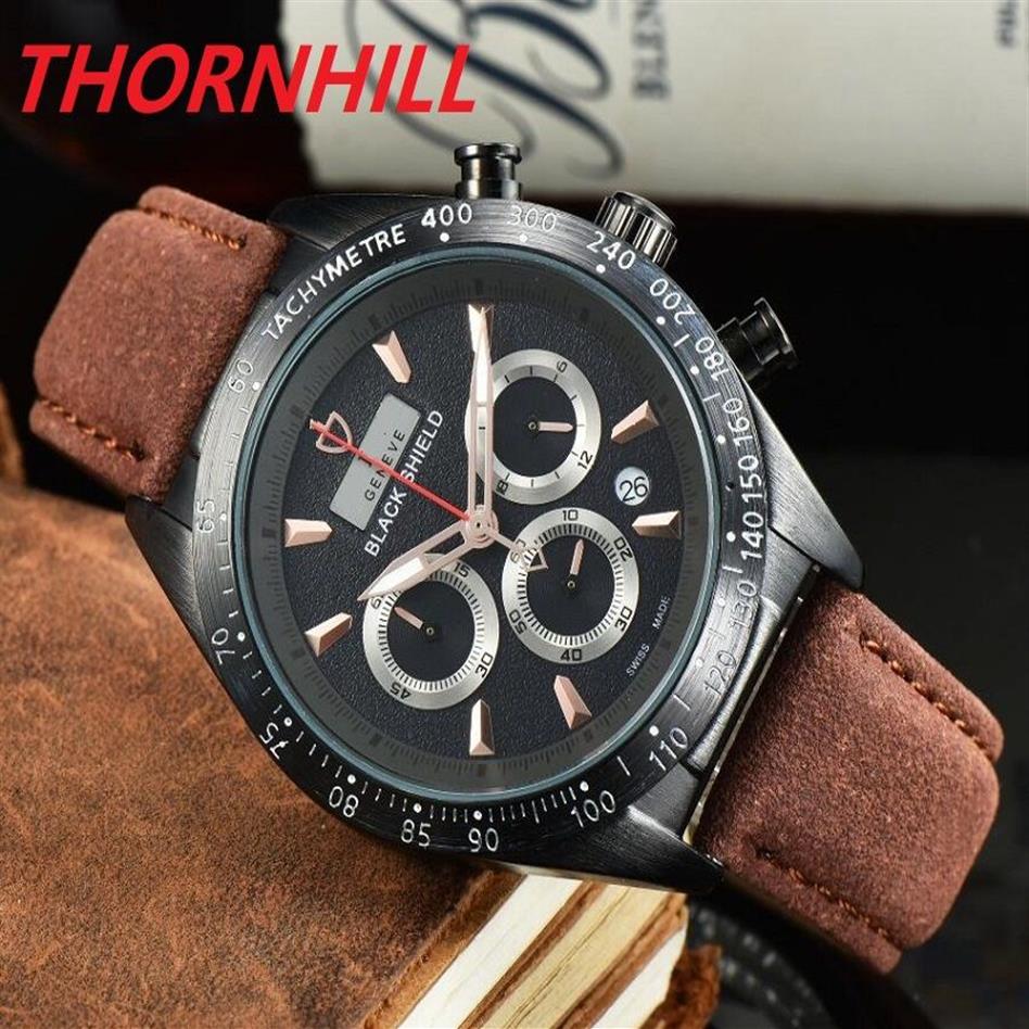 Todos los diales Hombres que trabajan Reloj cronómetro automático de alta calidad 40 mm Cuero negro marrón Cuarzo para hombre Orologio di Lusso Reloj de pulsera 238O