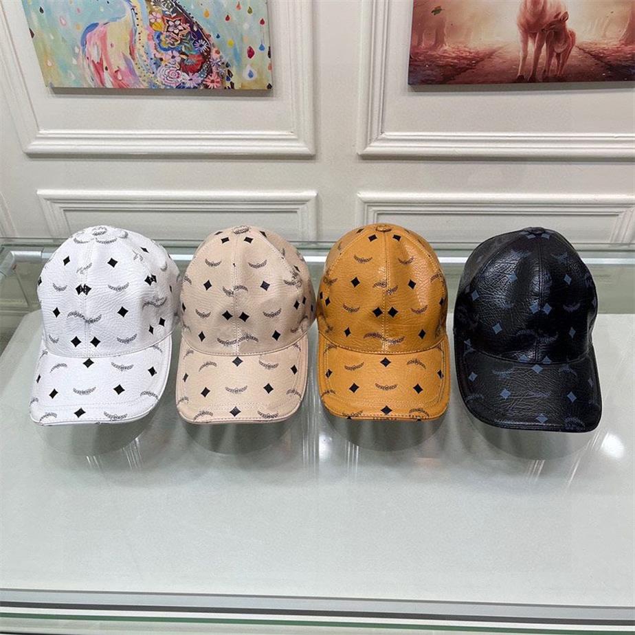 Casquettes de boule en cuir élégantes chapeaux de haute qualité de créateur 4 couleurs chapeau casquette réglable pour femme Man208Y