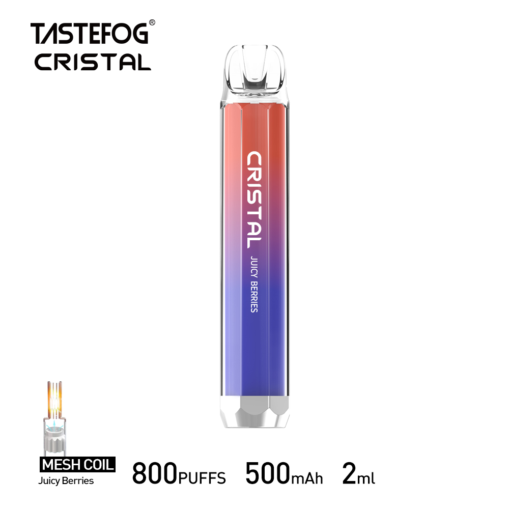 Tastefog Crystal Vape 800 Puff Pod monouso Mesh Coil Versione Tpd 2ml 2% Nic 500mAh 10 sapori con LED lampeggiante