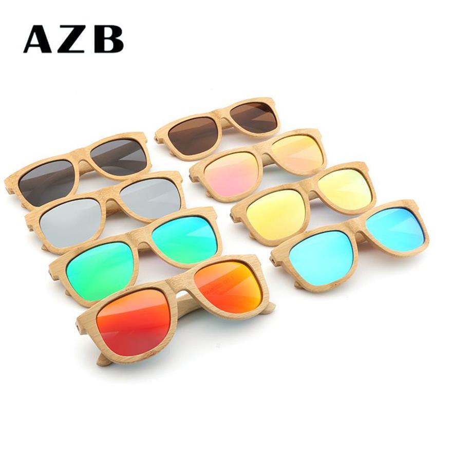 Vintage houten bamboe zonnebril heren dames gepolariseerde glazen handgemaakt met hoesje UV400 Retro Shades Design Eyewear2064