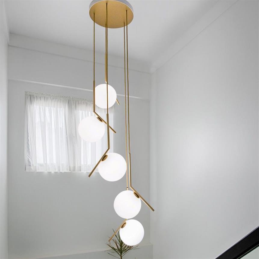 Moderne lange trapverlichting verlichting creatieve villa woonkamerlamp magische boon decoratie glazen bol eetkamer hanglamp213l