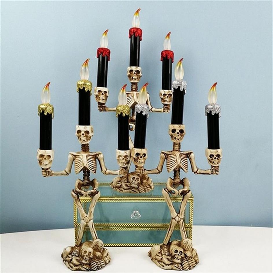 Led Candle Light Skeleton Halloween LED Candelabra Skull Party Lamp Halloween Decoration Lights Ghost Festival Atmosphere Y201006277H