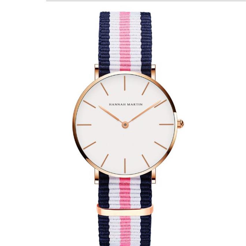 36MM Simple Femmes Montres À Quartz Précis Dames Montre Bracelet En Cuir Confortable ou Bande De Nylon Étudiants Montres Casual Style269Z