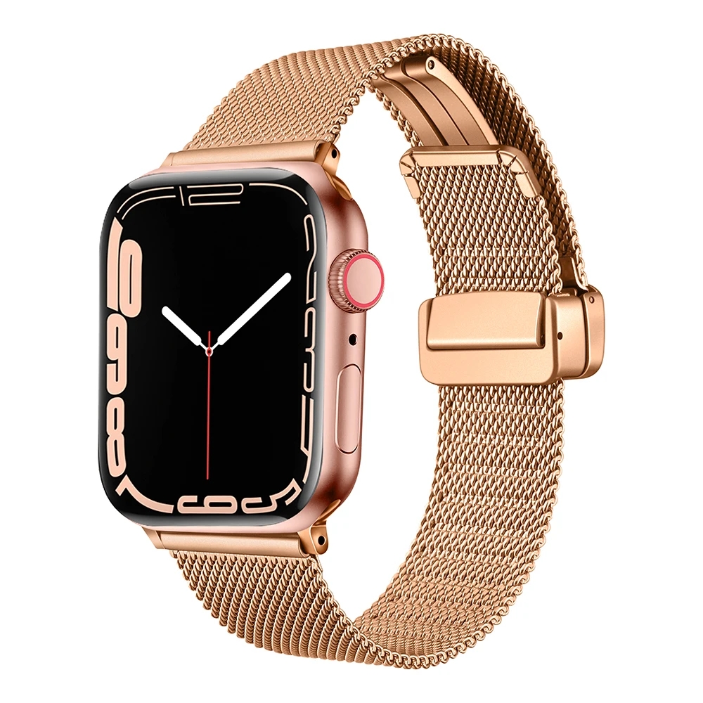 Cinturino ad anello magnetico di lusso cinturino Apple Watch ultra 49mm 45mm 44mm 40mm 41mm Bracciale milanese in acciaio inossidabile serie iwatch 9 8 7 6 SE 5 4 3