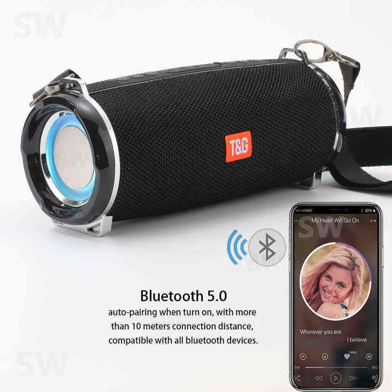 Portable Speakers Portable Bluetooth Speaker Outdoor Radio Audio Amplifier Waterproof Soundbar Column U Disk Wireless Subwoofer LED Light Soundbox T220831